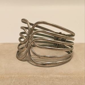 Vintage Silver Tone Hinge Cuff